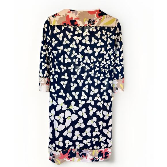 Diane von Furstenberg Women's Blue Silk Shift Dress Riviera Floral Print Size 4 - Picture 9 of 14